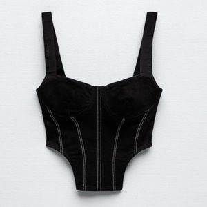 ZARA black corset white lined! NEVER WORN